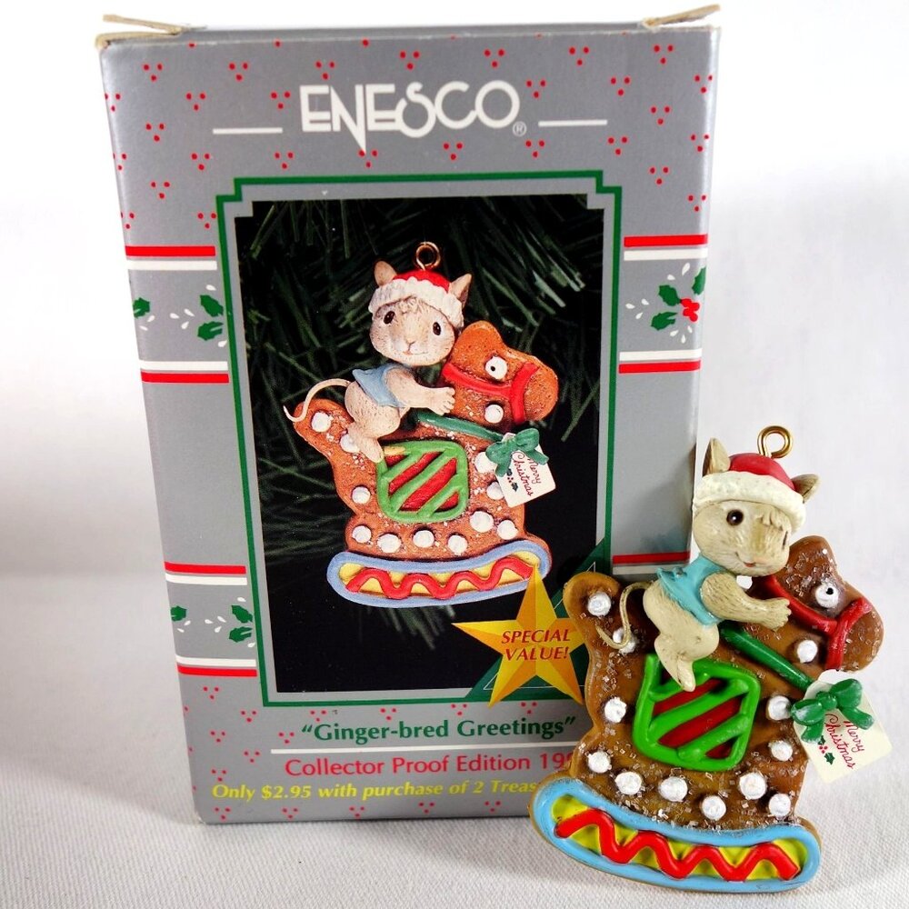 Enesco Treasury "Ginger-Bred‎ Greetings" Ornament 1992 Collector Proof Edition